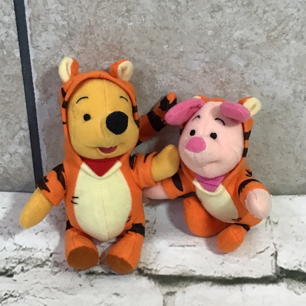 Winnie The Pooh Piglet Mini Plush Lot Of 2 Dressed As‎ Tigger Mattel VTG 1999